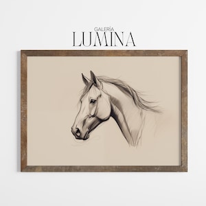 Minimalist Horse Head Sketch Modern Equestrian Line Drawing Horse Wall Art Animal Portrait Print Digital Printable Art Frame TV Art 1129