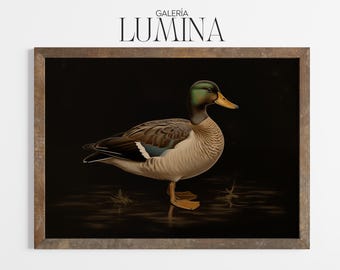 Vintage wilde eend schilderij rustieke natuur kunst aan de muur klassieke vogel illustratie landhuisje kunst digitale afdrukbare kunst frame tv-kunst 1137
