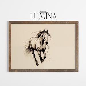 Minimalist Black and White Horse Drawing Modern Equestrian Line Art Minimal Elegant Horse Wall Art Digital Printable Art Frame TV Art 1357
