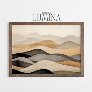 Neutral Abstract Mountains Watercolor Painting Minimal Landscape Wall Art Beige Grey Mountain Scene Digital Printable Art Frame TV Art 1334