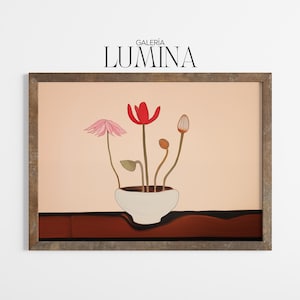 Minimalist Flower Vase Illustration Modern Botanical Wall Art Simple Floral Painting Plant Artwork Digital Printable Art Frame TV Art 1132