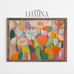 Abstract Floral Colorful Painting Modern Flower Wall Art Bright Spring Botanical Print Kids Room Art Digital Printable Art Frame TV Art 1096