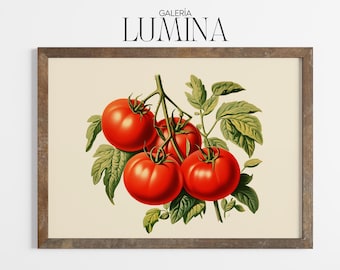 ヴィンテージトマトのイラスト ミニマリストトマトプリント 植物野菜