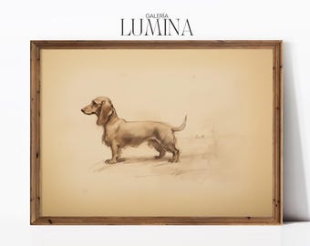 デジタルダウンロード - ダックスフントの子犬の鉛筆画 - 英国の