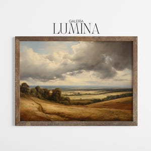 Muted Rolling Hills Landscape Painting Soft Rural Scene Artwork Tranquil Nature Scenery Painting Digital Printable Art Frame TV Art 1033