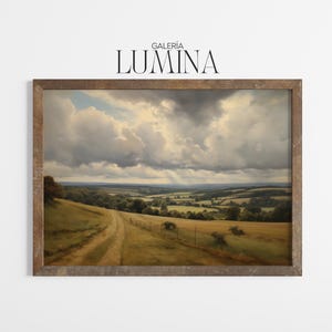 Muted Rolling Hills Landscape Painting Soft Rural Scene Artwork Tranquil Nature Scenery Painting Digital Printable Art Frame TV Art 1013
