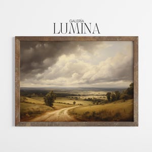 English Countryside Painting Rustic Landscape Artwork Traditional Pastoral Scene Rural Field Print Digital Printable Art Frame TV Art 1020