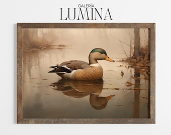 Vintage Mallard Duck Painting Rustic Duck Wall Art Nature Wildlife Print Countryside Mallard Print Digital Printable Art Frame TV Art 1001