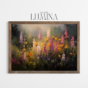 Impressionist Wildflower Meadow Oil Painting Colorful Garden Artwork Vibrant Flower Field Art Print Digital Printable Art Frame TV Art 1075