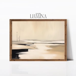 Abstract Dutch Seaside Oil Painting Contemporary Coastal Landscape Artwork Modern Nautical Wall Art Digital Printable Art Frame TV Art 858