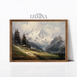 Swiss alps oil painting - Etsy 日本