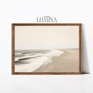 Coastal Minimalist Beach Painting Muted Ocean Waves Artwork Neutral Seascape Wall Art Digital Printable Art Frame TV Art 876