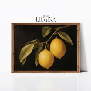 印象派レモン絵画キッチンフルーツウォールアートイエローレモン静物画