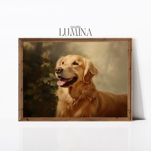 Golden Retriever Old Painting Antique Dog Portrait Art Rustic Golden Dog Print Vintage Animal Print Digital Printable Art Frame TV Art 666