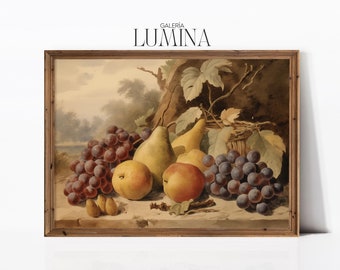 Antique Fruit Still Life Watercolor Painting Vintage Kitchen Still Life Painting Rustic Fruit Print Digital Printable Art Frame TV Art 391