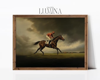 Horse Racing Original Oil Painting Vintage Horse & Jockey Painting Antique Polo Art Equestrian Print Digital Printable Art Frame TV Art 435