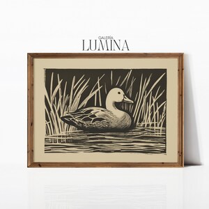 Duck in Grass Vintage Drawing Antique Animal Drawing Duck Sketch Nursery Wall Art Bathroom Wall Art Digital Printable Art Frame TV Art 312