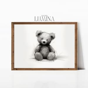 Cute Teddy Bear Drawing Vintage Toy Sketch Boys Room Painting Nursery Wall Decor Kids Room Wall Art Digital Printable Art Frame TV Art 062