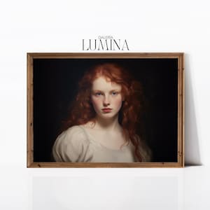 Victorian Woman Portrait Original Painting Moody Woman Portrait Print Elegant Red Hair Woman Portrait Digital Printable Art Frame TV Art 412