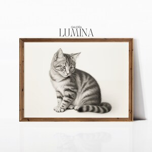 English Cat Drawing Antique Animal Drawing Kitty Sketch Print Nursery Decor Vintage Cat Ink Drawing Digital Printable Art Frame TV Art 036