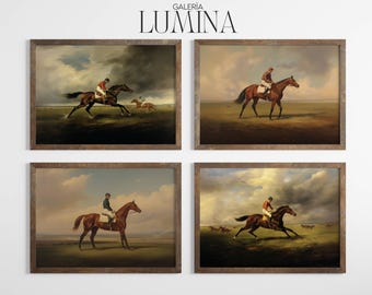Vintage Horse Racing Prints Set: Antique Equestrian Gallery Wall (Digital Download)