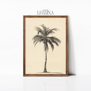 Vintage Palm Tree Sketch Palm Springs Wall Art Palm Tree Drawing Neutral Minimalist Summer Wall Art Digital Printable Art Frame TV Art 268