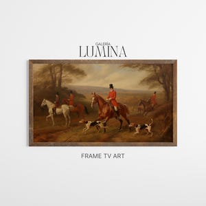 Antique Fox Hunting Scene Equestrian Painting (Digital Printable Art + Frame TV Art) 530 image 4