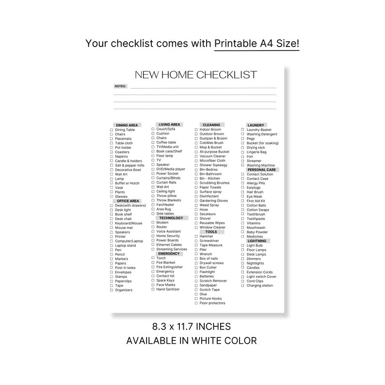Ultimate New Home Essentials Checklist: Furnish Your New House - Etsy