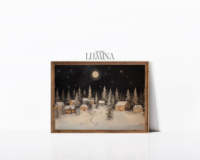 Gingerbread House Village Oil Painting Vintage Christmas Holiday