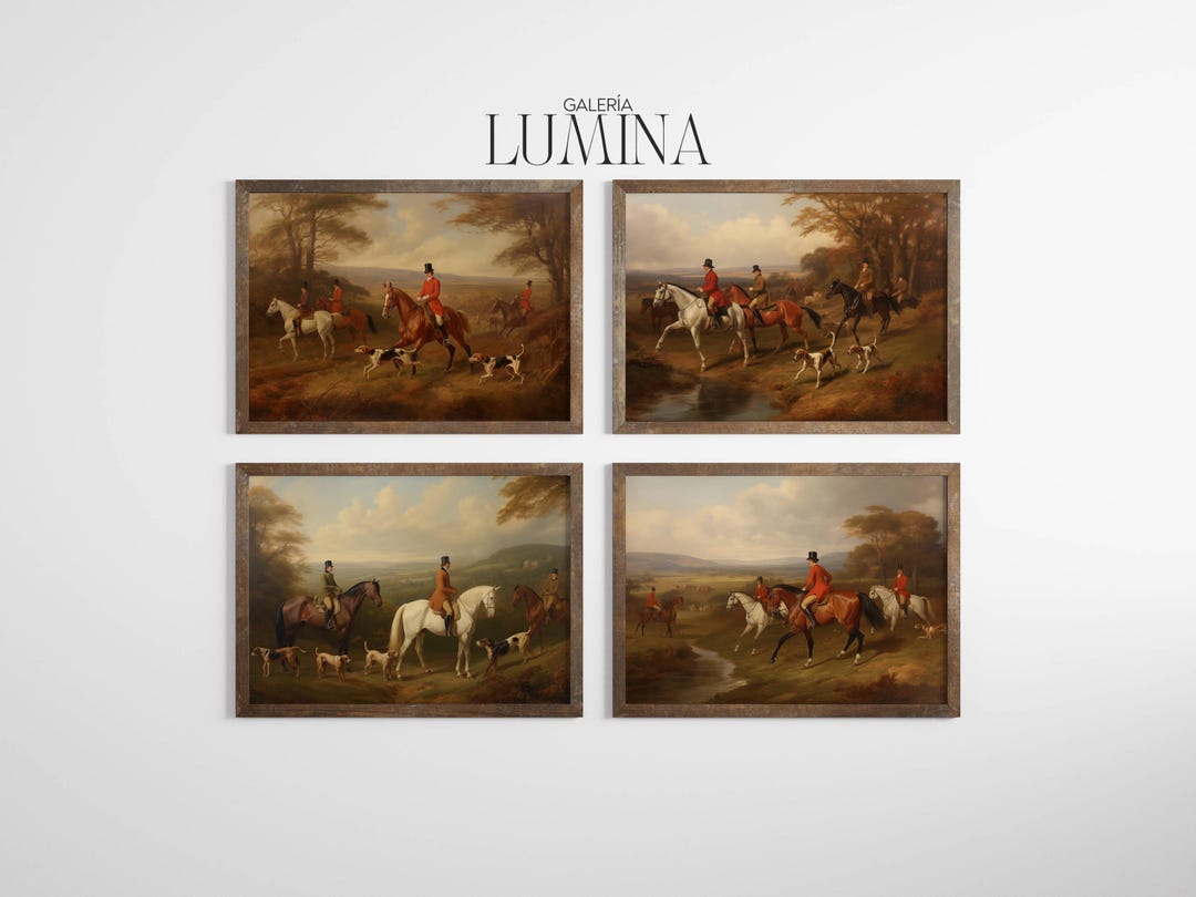 Vintage Equestrian Print Set: English Hunting Scene Wall Art (digital ...
