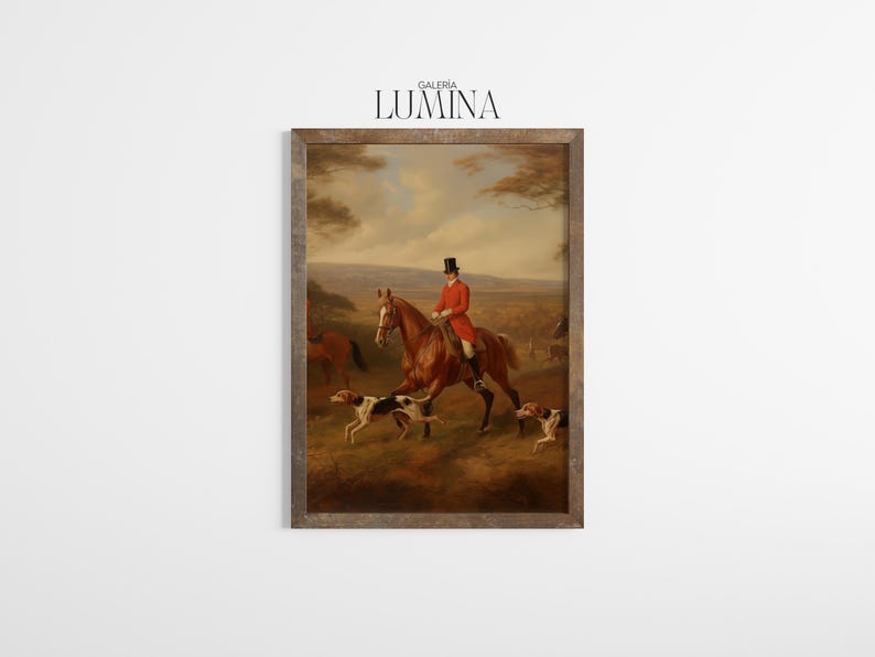 Antique Fox Hunting Scene Equestrian Painting (Digital Printable Art + Frame TV Art) 530 image 7