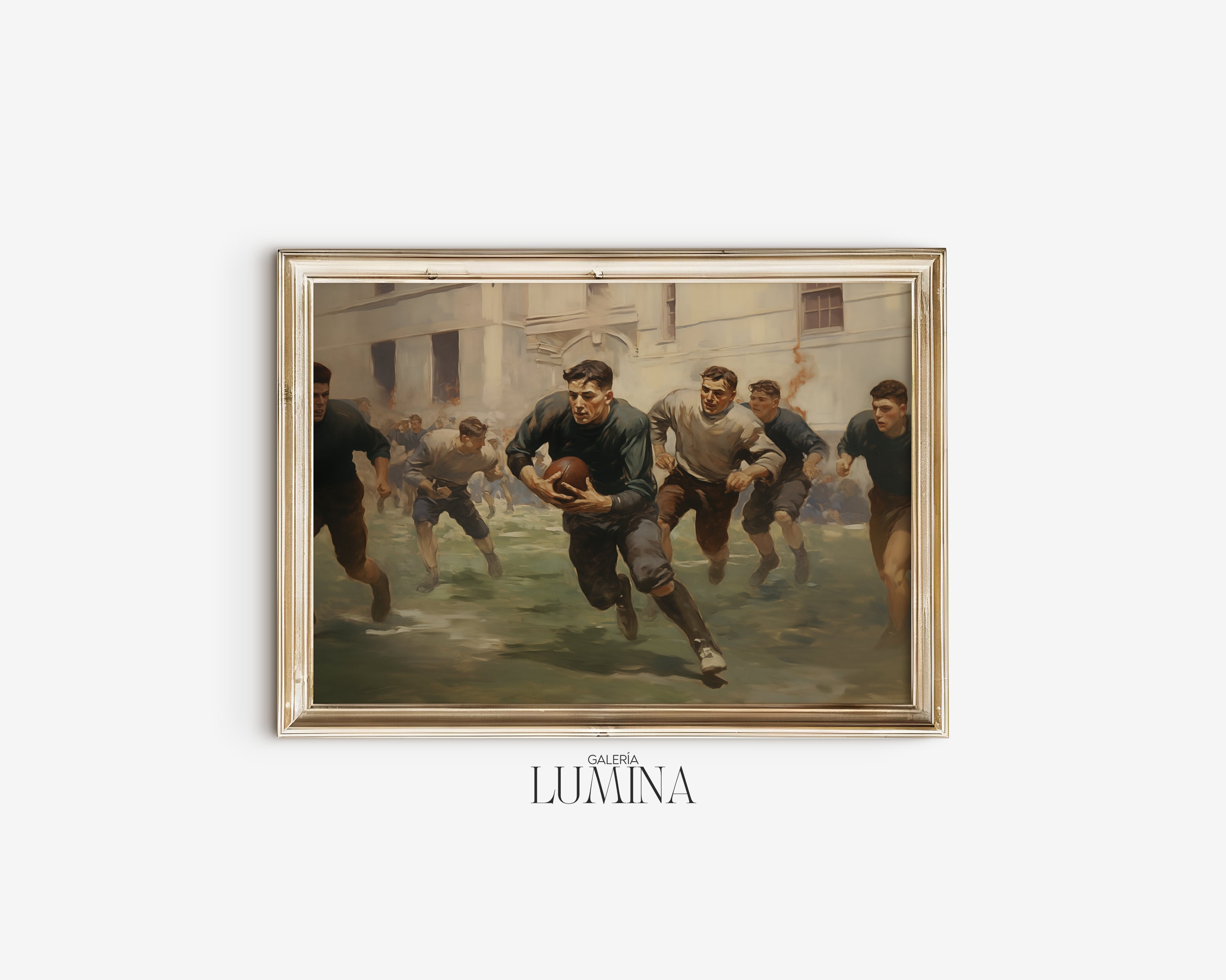 American Football Painting Vintage Sports Wall Art Classic Sports Scene Boys Nursery Wall Decor