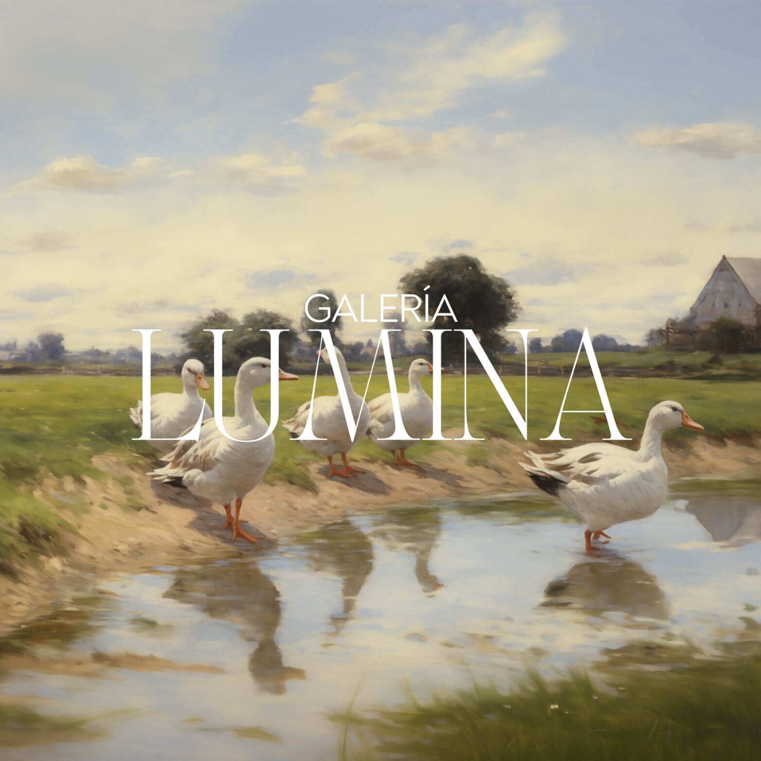 Tableau Toile Oie Mignonne - Affiche Animaux De La Ferme Vert Foncé - Décoration Enfant Sans Cadre 30x40cm