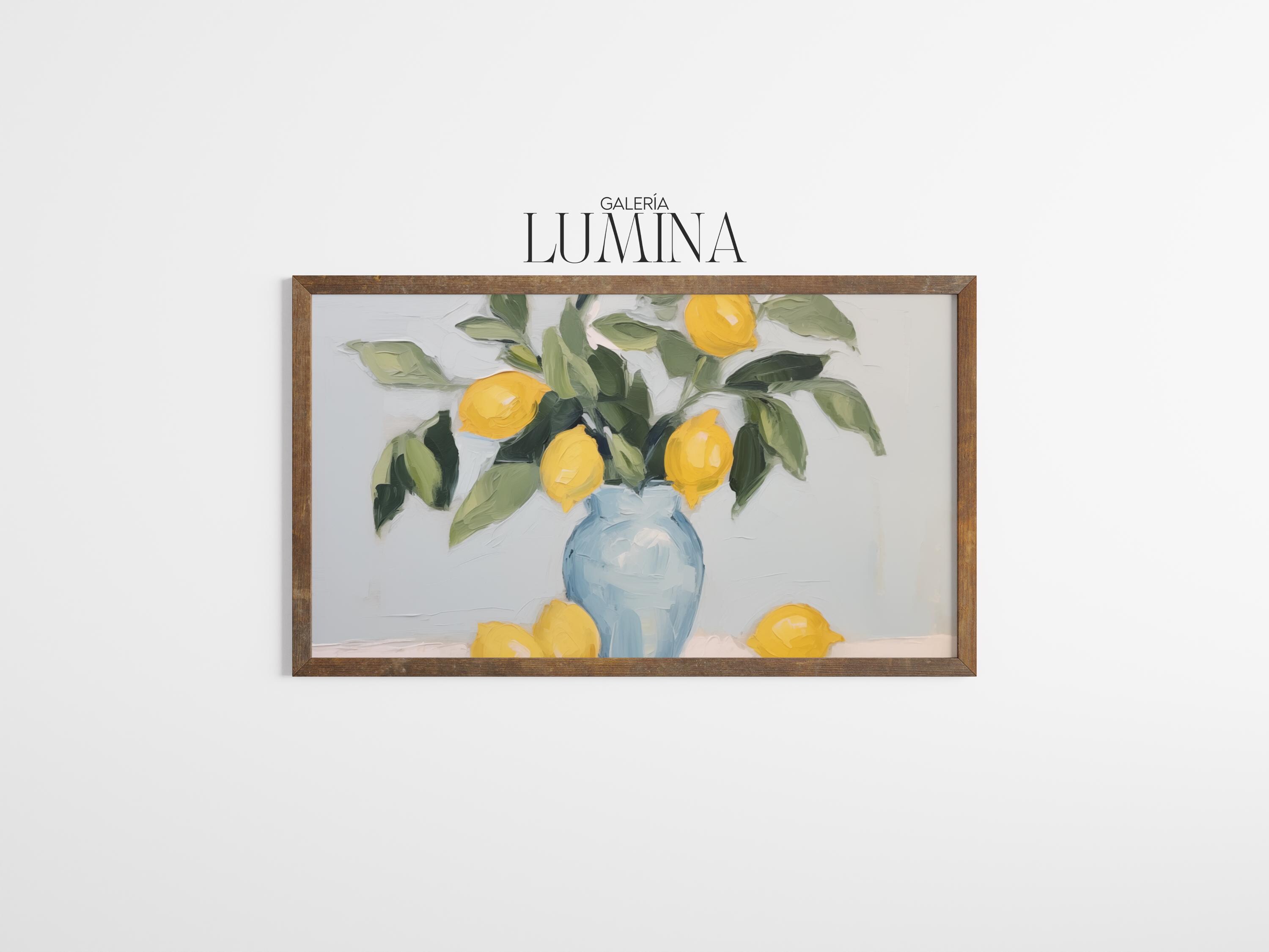 印象派レモン絵画キッチンフルーツウォールアートイエローレモン静物画