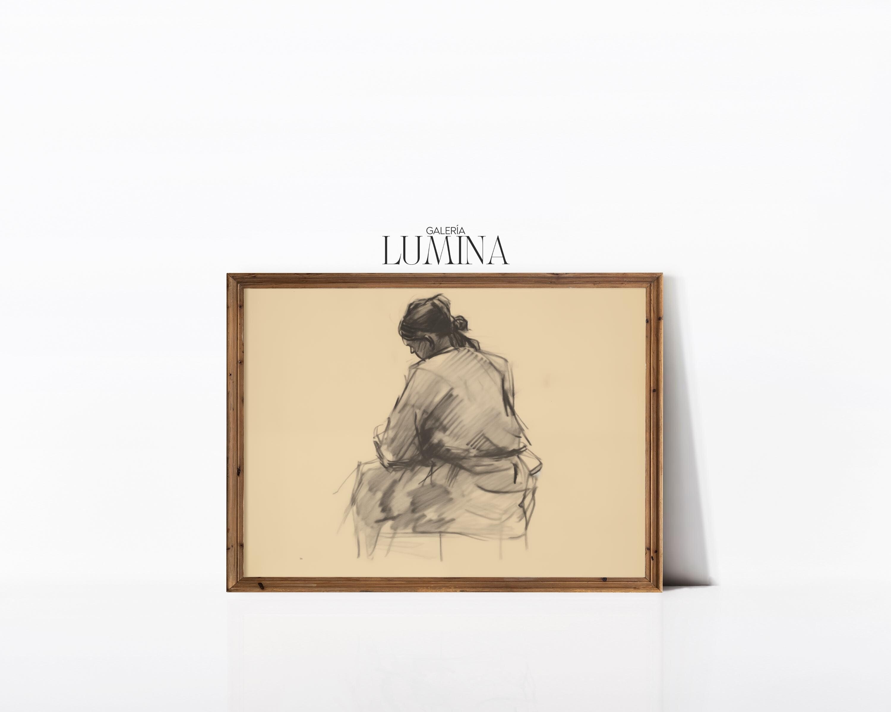 Neutral Figure Drawing Vintage Abstract Sketch Female Figurative Drawing Minimalist Woman Drawing Digital Printable Art Frame TV Art 460