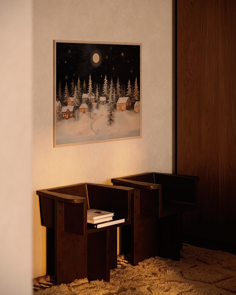 Gingerbread House Village Oil Painting Vintage Christmas Holiday