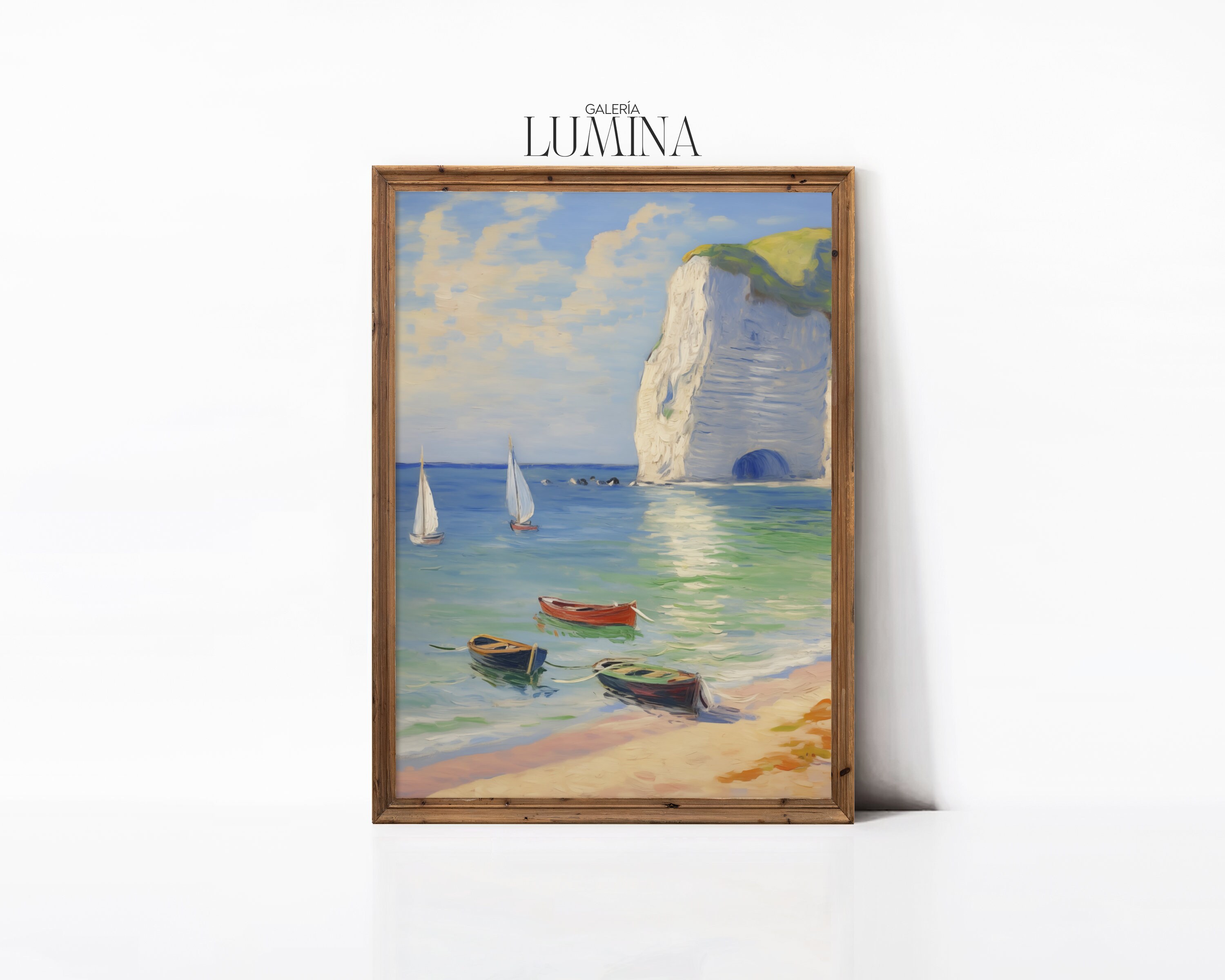 ビーチ風景画 クロード・モネ風絵画 海辺のビーチプリント 夏の海岸の