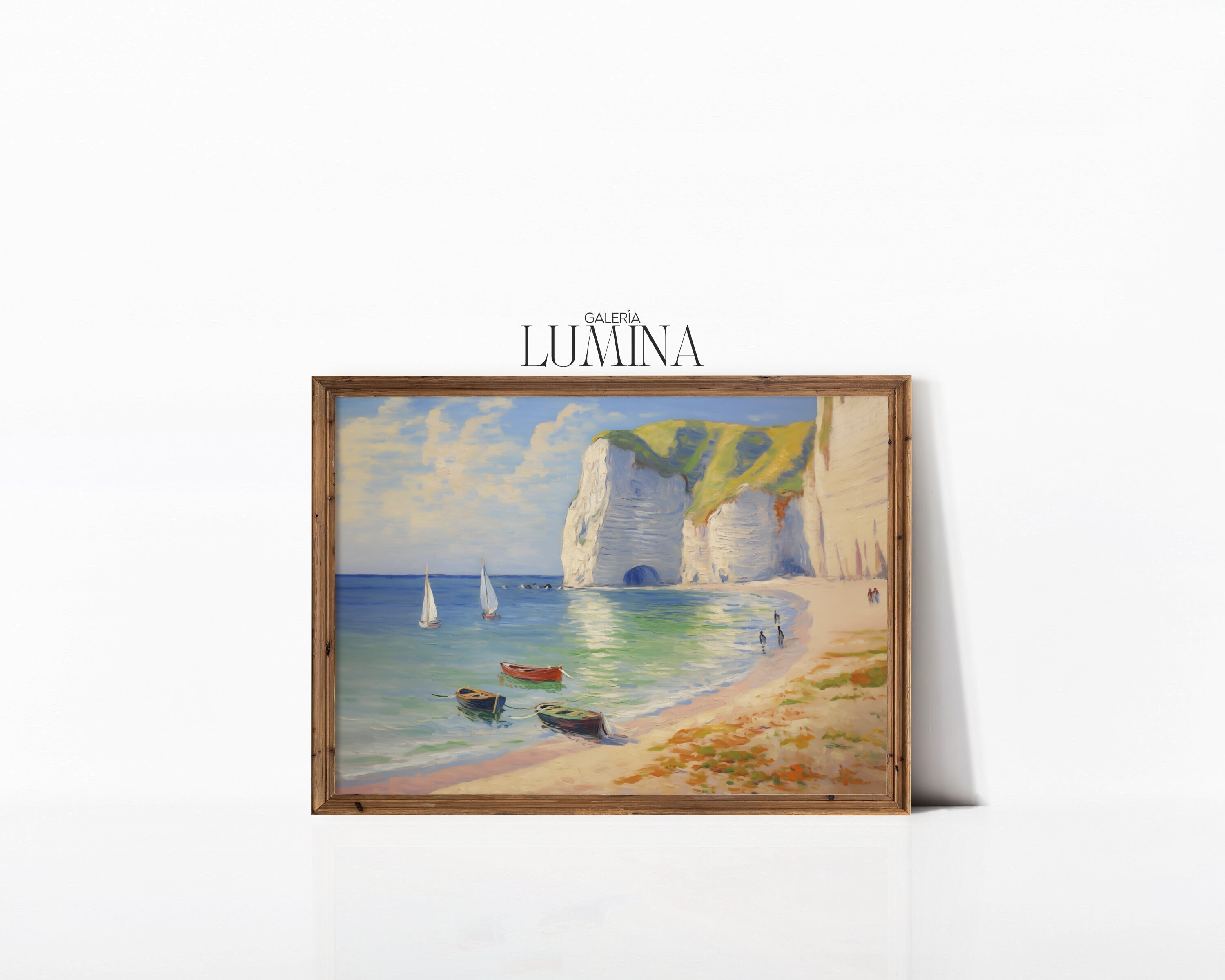 ビーチ風景画 クロード・モネ風絵画 海辺のビーチプリント 夏の海岸の