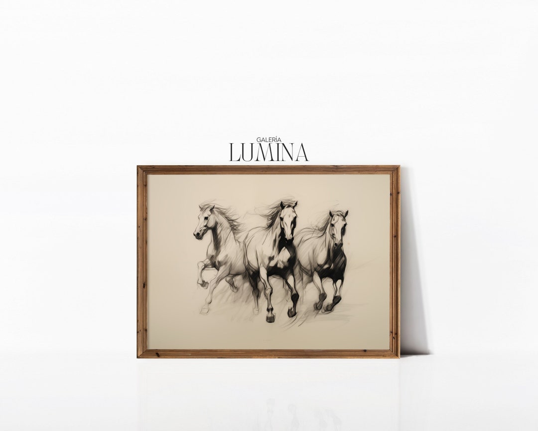 Three Horses Running Stencil - 8.5x11 Inch Reusable Template For Painting & Crafts