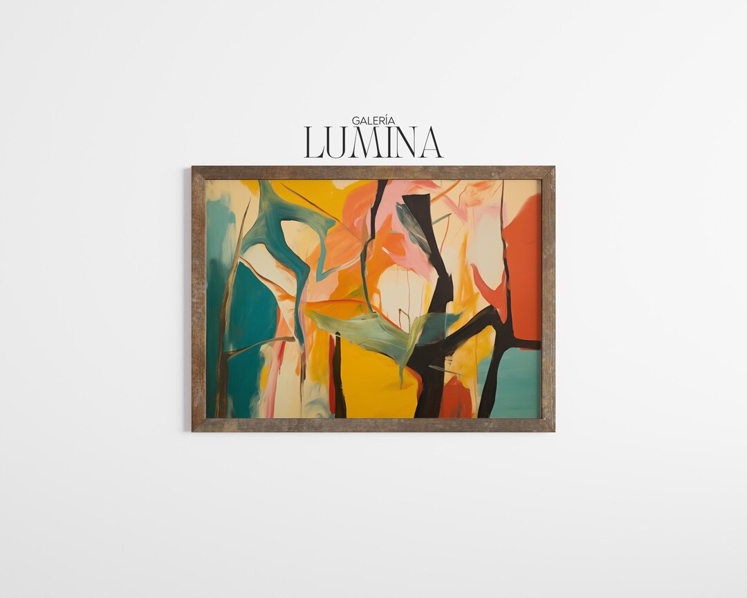 Colorful Abstract Expressionist Painting Modern Bold Print Organic ...