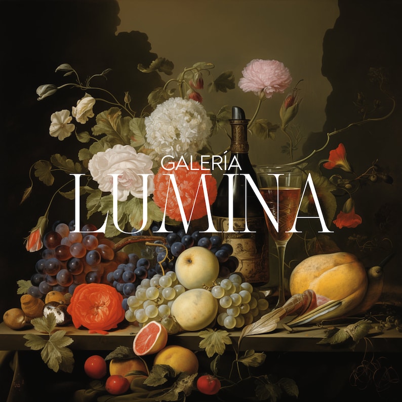 Dark Flowers And Fruit Still Life Original Painting Moody Vintage