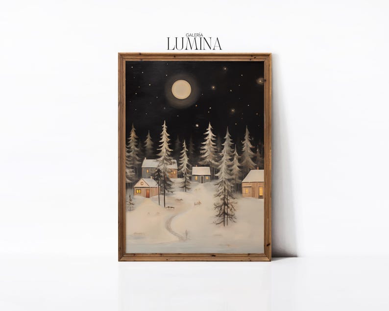 Gingerbread House Village Oil Painting Vintage Christmas Holiday