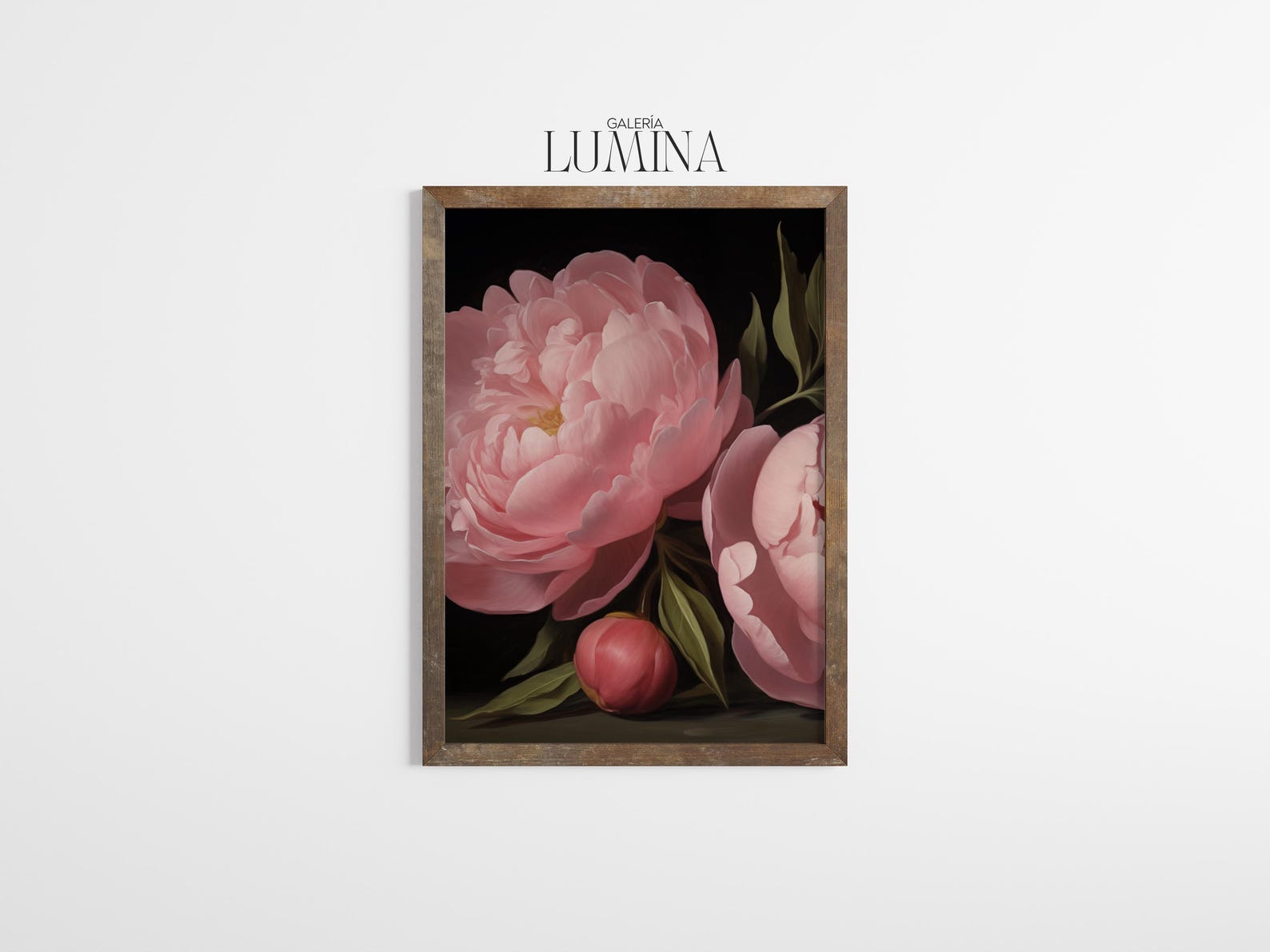 Dark Moody Pink Peonies Oil Painting Vintage Floral Wall Art Romantic ...