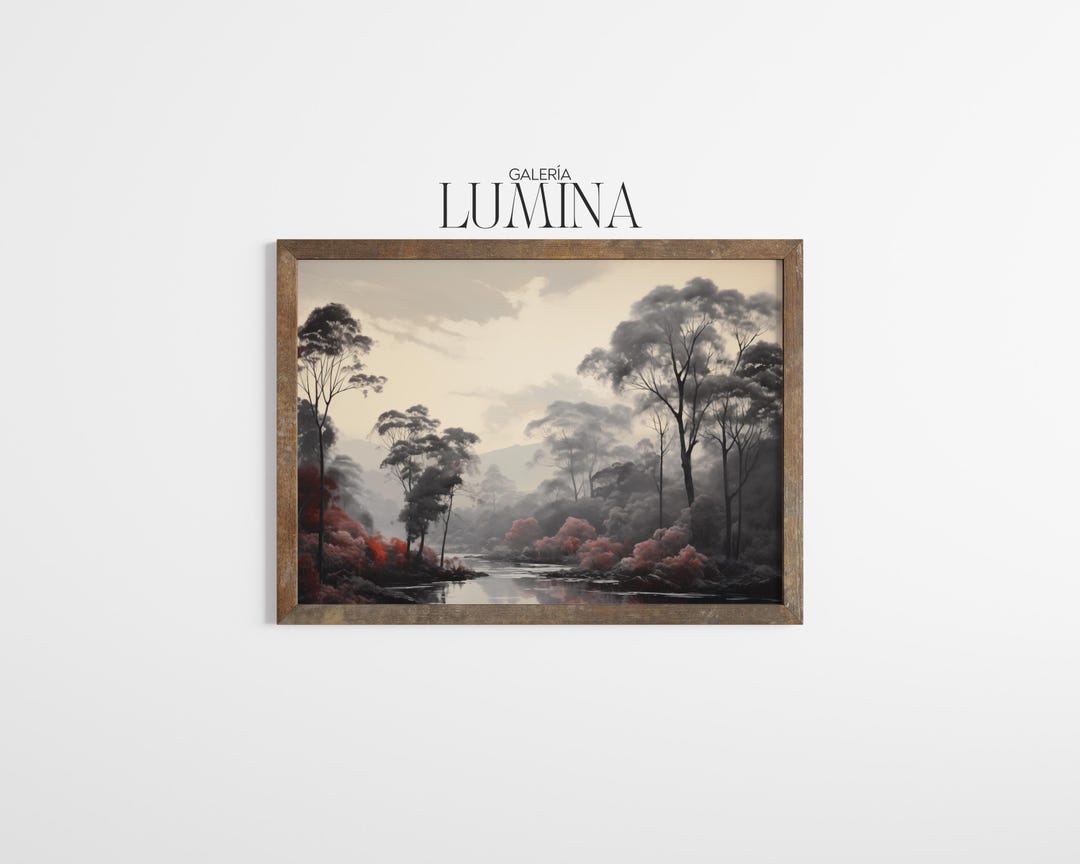 Misty Forest Landscape Painting Ethereal Nature Art Print Foggy ...