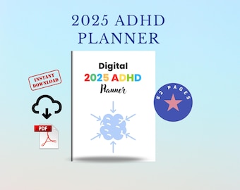 2025 ADHD-plannerbundel voor volwassenen afdrukbaar A4-formaat | Ultieme levens- en productiviteitsplanner | Persoonlijk dagelijks journaal (pdf)