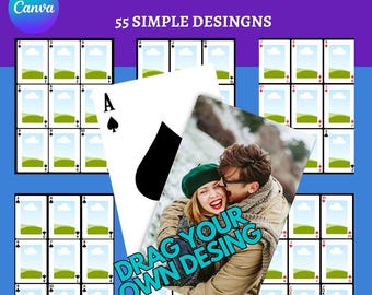 Aangepaste Canva-sjabloon voor speelkaarten met foto: digitale download voor bewerkbare png-lijst