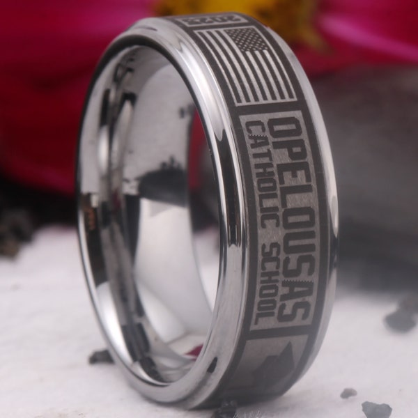 School class ring , College class band 8mm , Custom graduation ring , Graduation gift 2025 8mm Width Silver Tungsten Ring