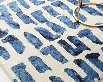 100% Neuseeland Wolle Handgemacht Mid Century Modern Teppich Elfenbeinblau Mid Century Teppich, Art Deco Teppich 8x10 9x12 Elfenbeinblau geometrischer Teppich Shibori Teppich
