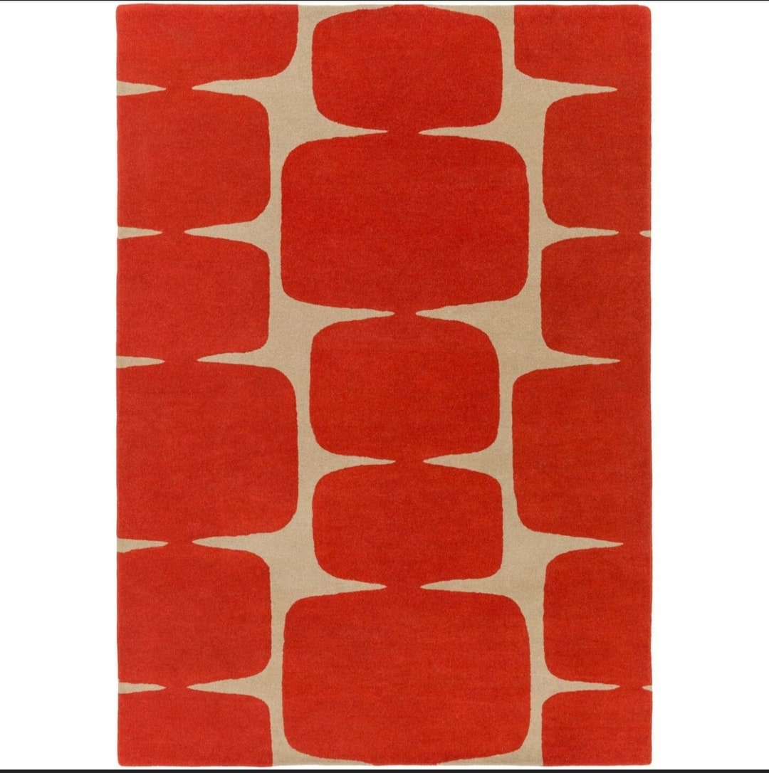 100 Pure New Zealand Wool Handmade Rug, Scion Poppy Red Mid Century