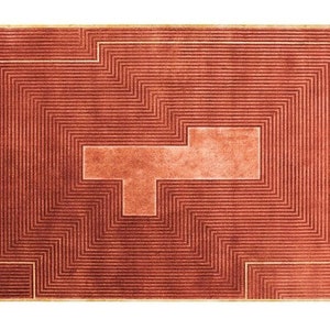 Rust color rug, New Zealand wool Handmade rug, mid century modern rug terracotta color mid century rug, art deco rug 8x10 9x12 geometric rug image 4
